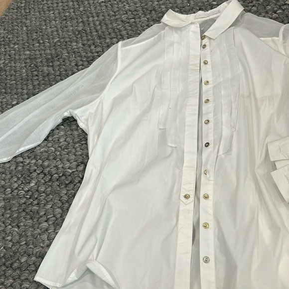 Anne Fontaine Shadia White LS Button Down Blouse Size 46 - Picture 6 of 11